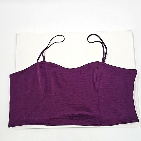 Express Croppped Top in Purple Satiny Fabric w Adjustable Strap - Picture 1 of 7
